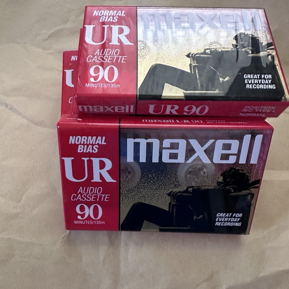 5 Maxell UR90 Audio Cassette Tapes Factory Sealed Normal Bias